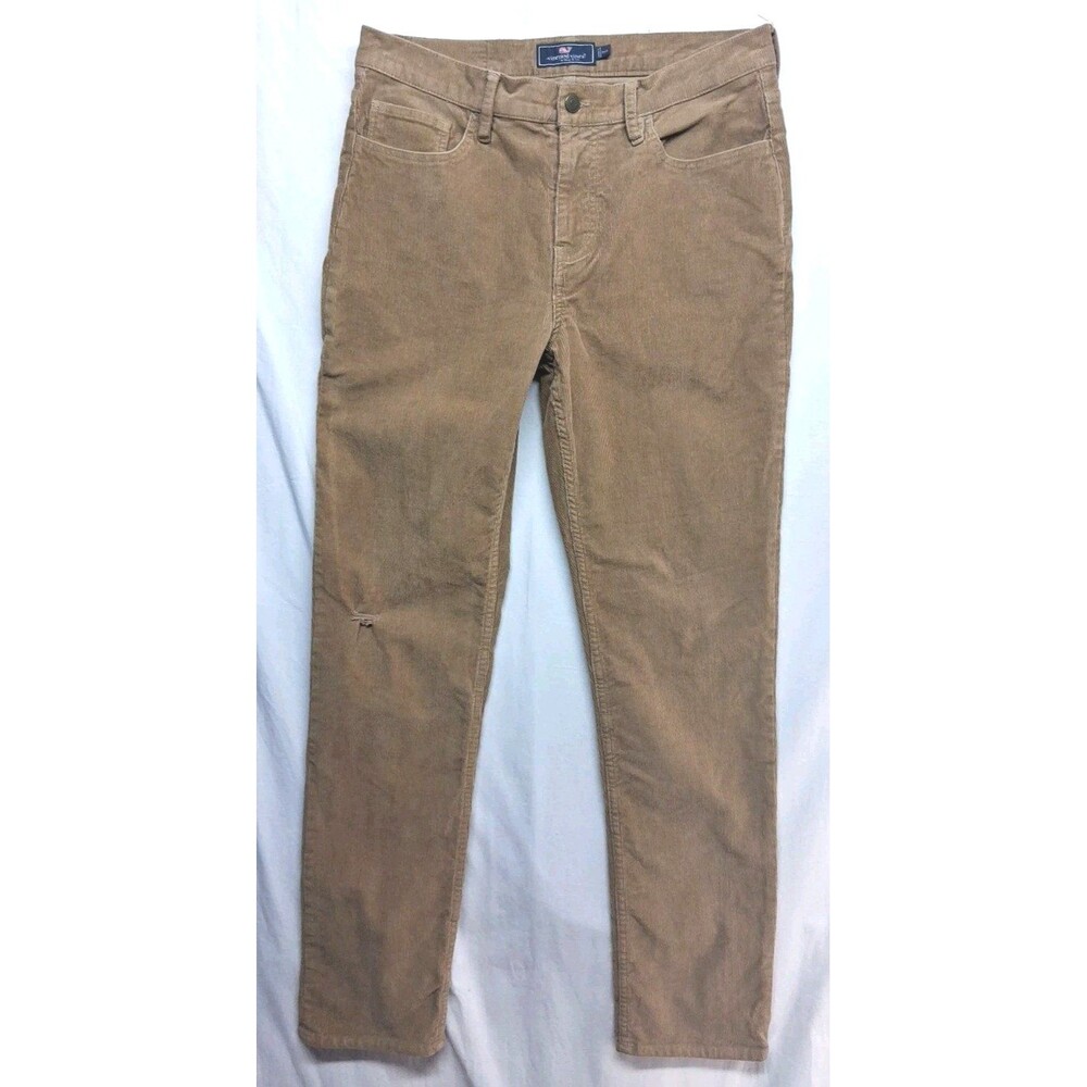 Vineyard Vines Pants Mens 33x32 Brown Corduroy Tall Preppy Distressed Winter